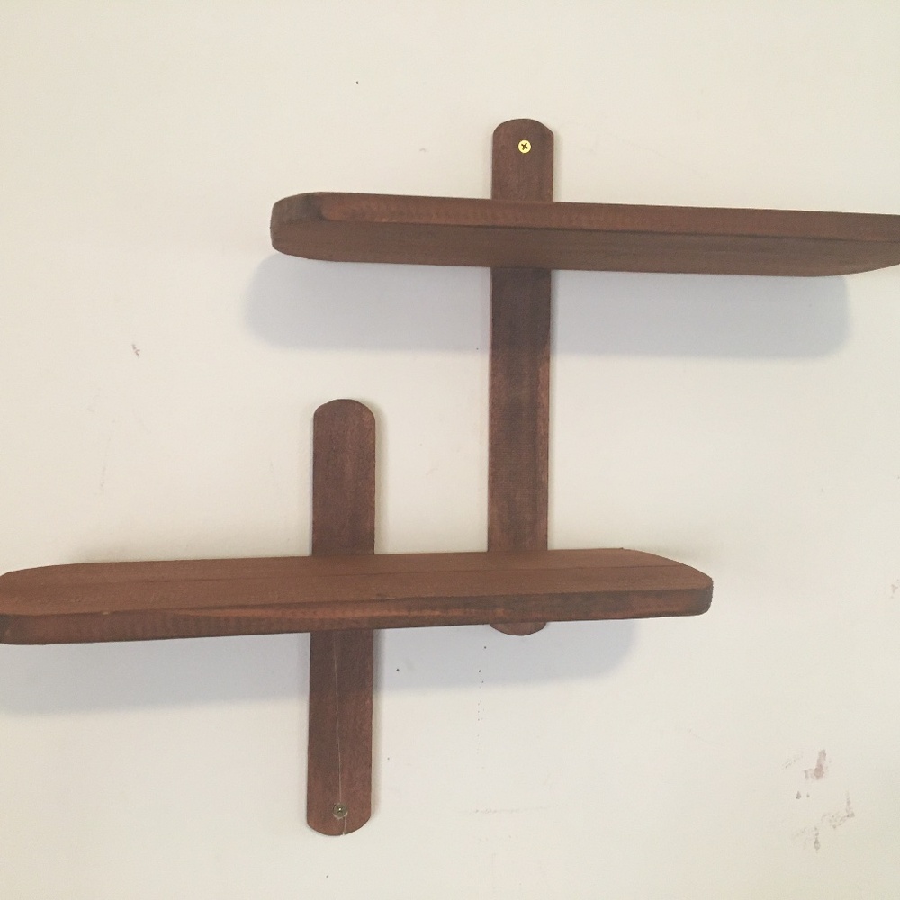 Midcentury Modern style solid wood wall shelf